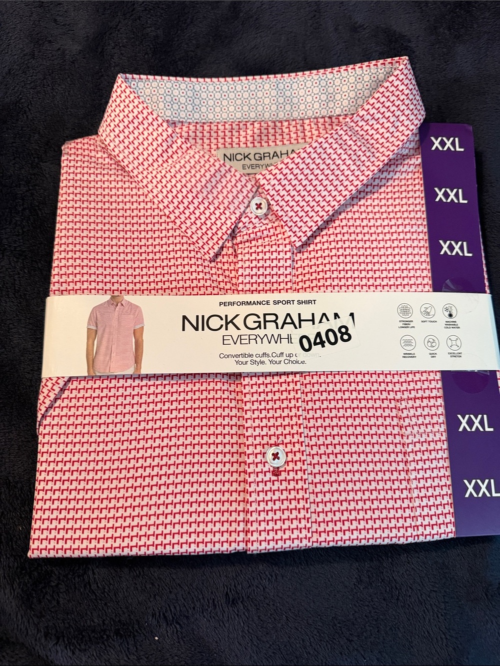 Nick Graham Men's Pink Patterned Performance Polo Shirt